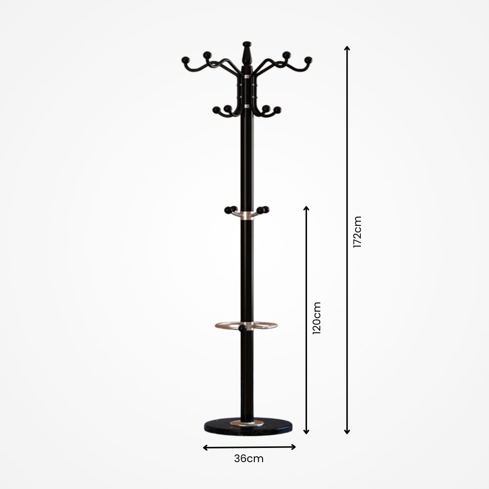 Kovový vešiak na oblečenie s mramorovou základňou