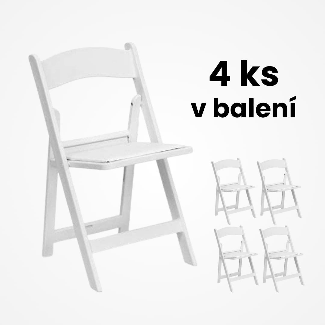 Skladacia stolička zo živice – biela s mäkkou poduškou