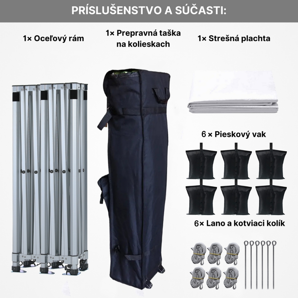 Hliníkový nožnicový stan 3x6 m – vodeodolný a vetruodolný