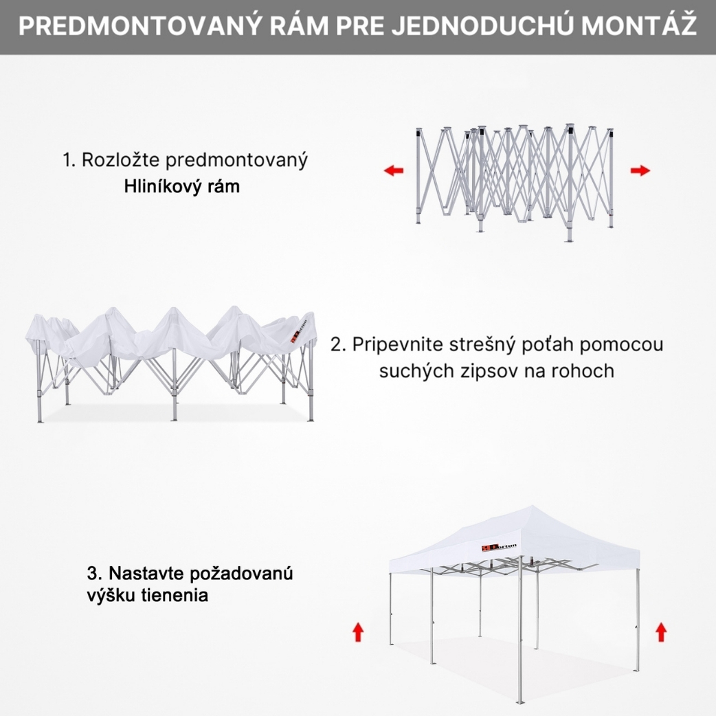 Hliníkový nožnicový stan 3x6 m – vodeodolný a vetruodolný