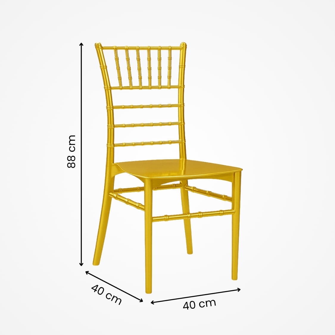Zlatá Tiffany stolička z PP plastu s vankúšom 40x40x88 cm, luxusný svadobný nábytok zlatej farby