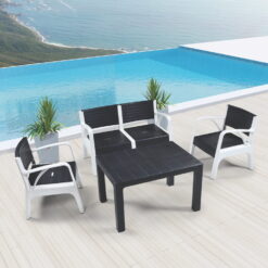 Terasová súprava Madrid pre 4 osoby so stolom, dvoma kreslami a dvojsedačkou