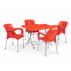 Terasový set Paris červený so stolom 80x80 cm a 4 kreslami