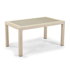 Terasový stôl Zeugma cappuccino 90 × 150 cm so sklenenou doskou