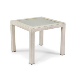 Terasový stôl Zeugma cappuccino 90 × 90 cm so sklenenou doskou