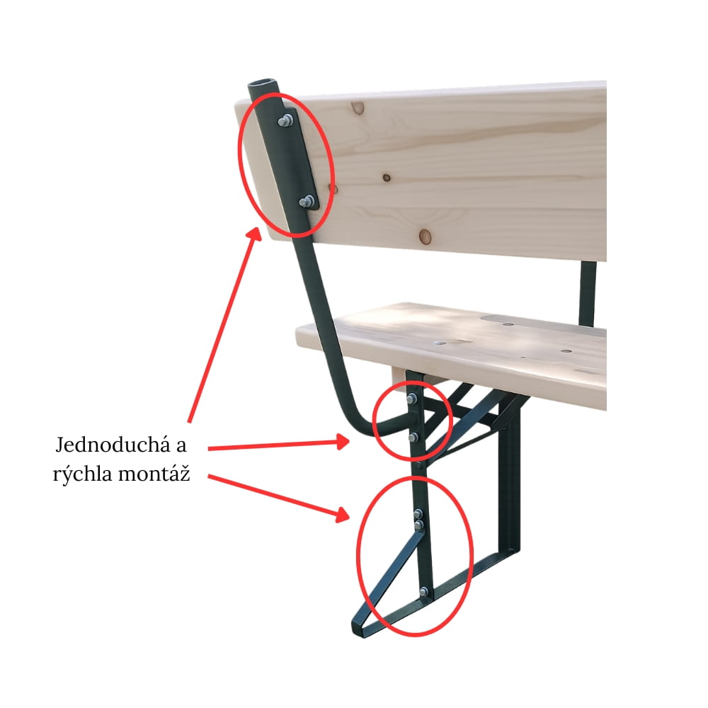 Pivný set 200 cm s operadlom