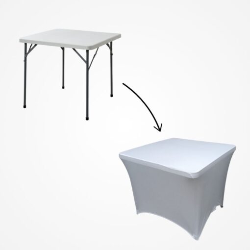 Elastický poťah na štvorcový stôl 80 x 80 cm – biely
