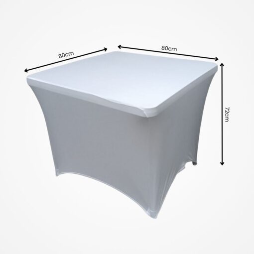 Elastický poťah na štvorcový stôl 80 x 80 cm – biely