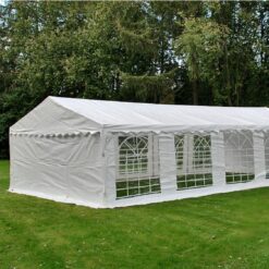 Záhradný Stan 4x12m s oceľovým rámom a priesvitnými bočnými stenami 6x12