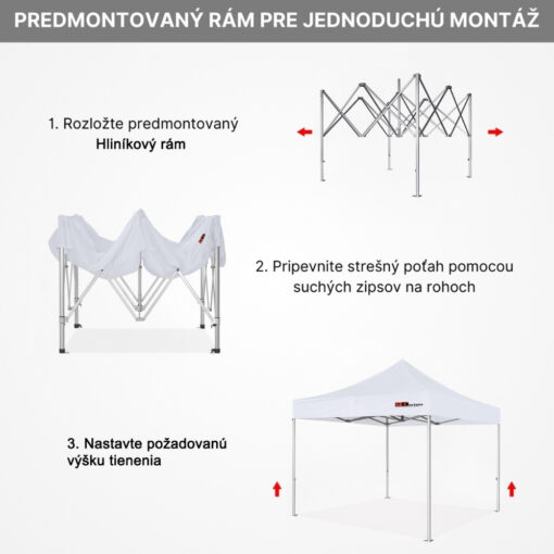 Hliníkový nožnicový stan 3x3 m – odolná konštrukcia a nepremokavý materiál