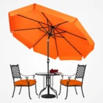 Záhradný slnečník s oceľovým rámom – oranžový