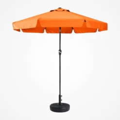 Záhradný slnečník s oceľovým rámom – oranžový