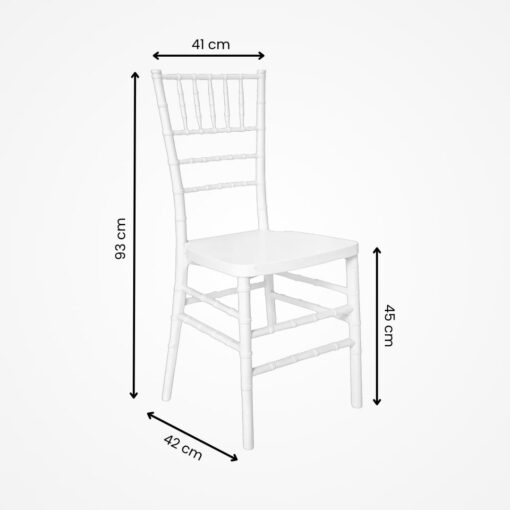Chiavari stolička biela s bielym sedákom – Ľahká, elegantná a odolná