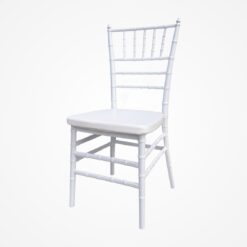 Chiavari stolička biela s bielym sedákom – Ľahká, elegantná a odolná