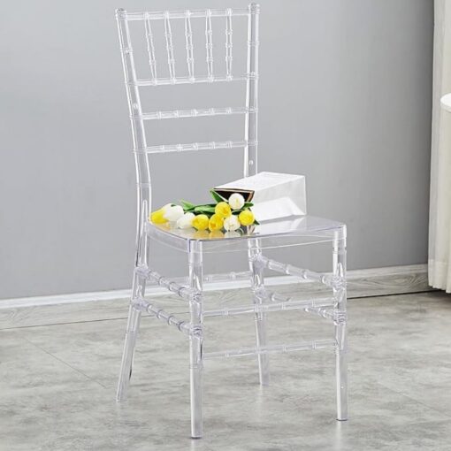 Chiavari stolička transparentná s bielym sedákom – Moderná, pevná a elegantná