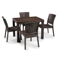 Terasový set Zeugma hnedý, stol 70 × 100 cm