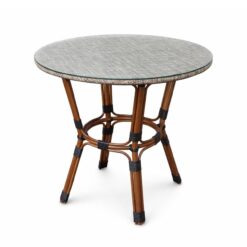 Exteriérový Okrúhly Stôl s Tvrdeným Skleneným Povrchom – 70 × 70 × 72 cm